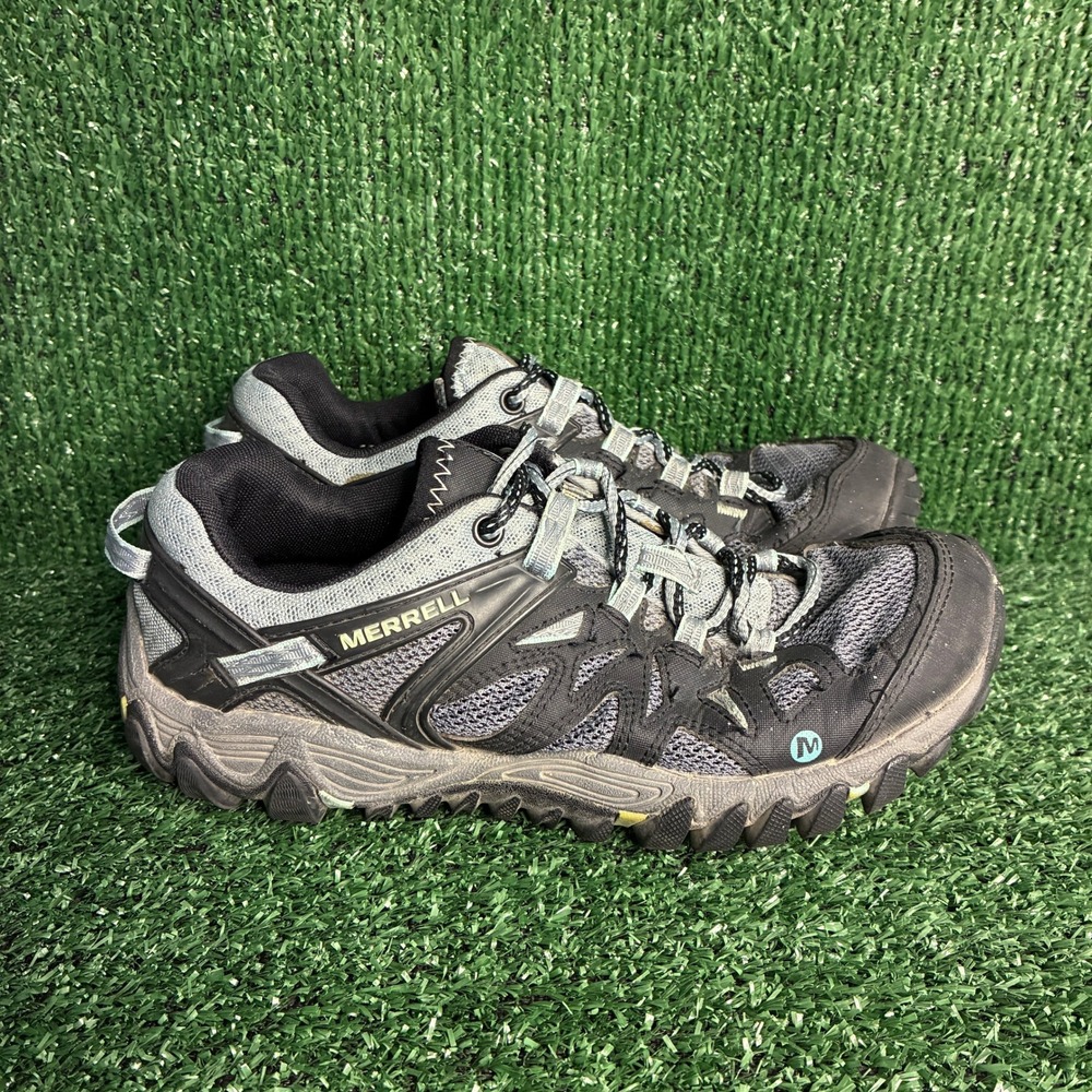 Merrell All Out Blaze Aero Sport Hiking Vibram Mesh Trail Shoes Black Womens 7